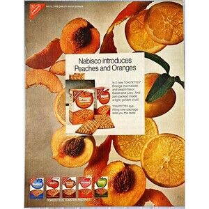 Nabisco Toastettes Toaster Pastry "Introduces Peaches and Oranges" Print Ad 1970